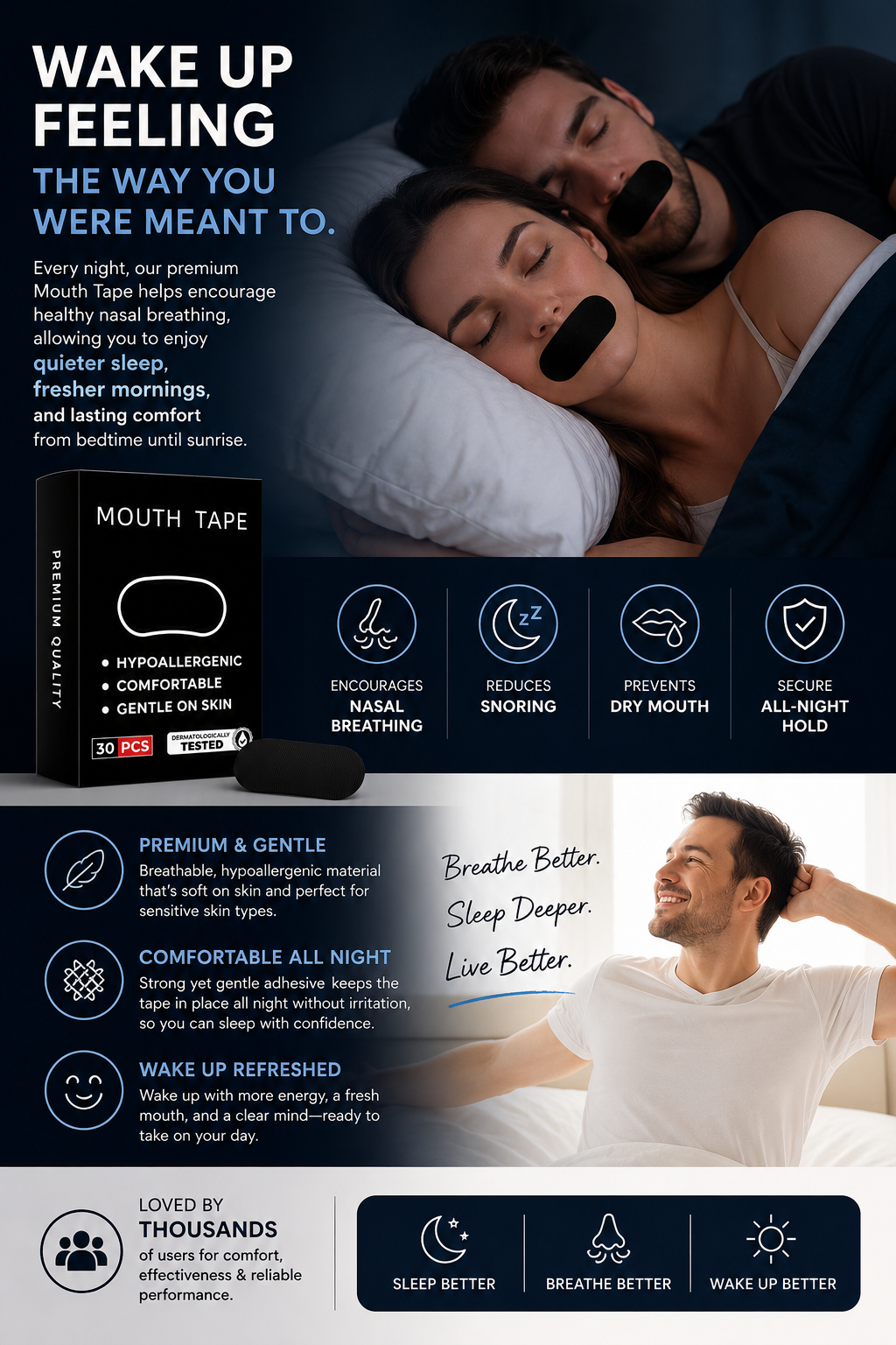 SilentSeal™ Premium Sleep Mouth Tape